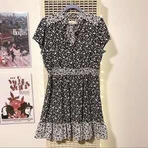 Melloday Floral Neck-Tie Mini Dress